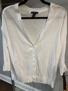 GAP White Lightweight Knit Button Cardigan size XL